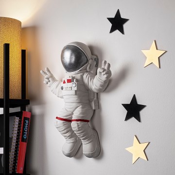 Stenska dekoracija 47x35 cm astronaut srebrna