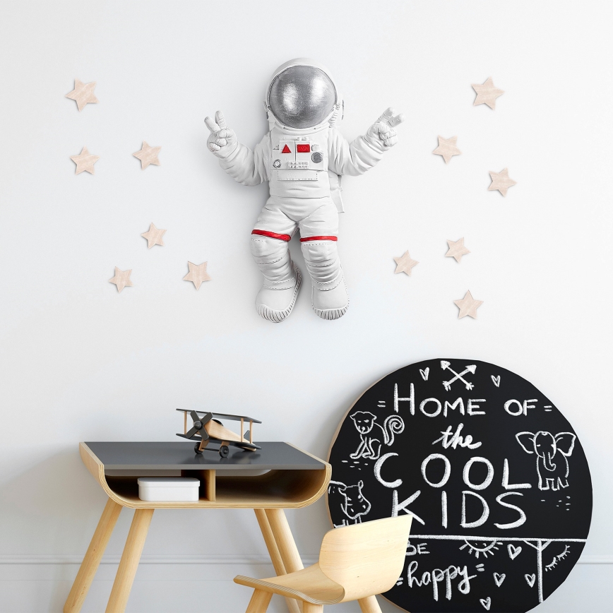 Stenska dekoracija 47x35 cm astronaut srebrna