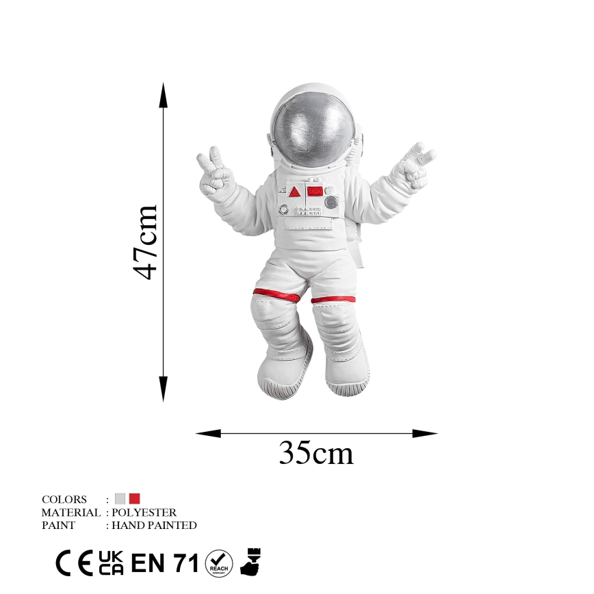 Stenska dekoracija 47x35 cm astronaut srebrna