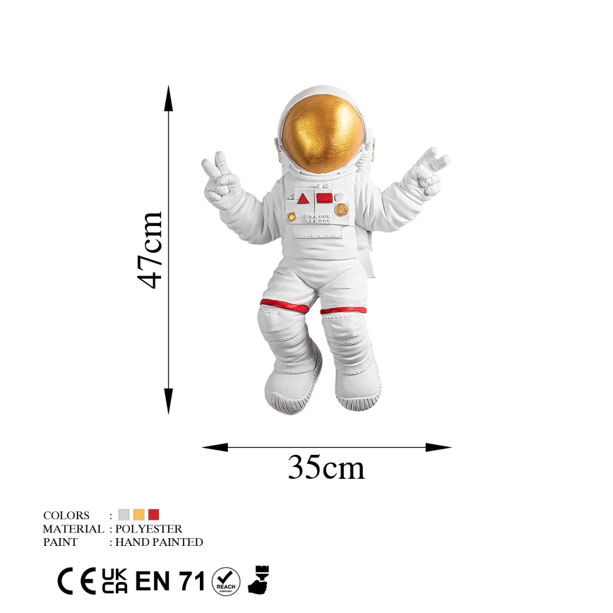 Stenska dekoracija 47x35 cm astronaut zlata