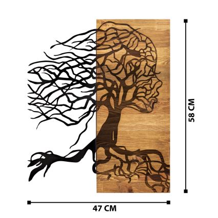 Stenska dekoracija 47x58 cm Tree of Life les/kovina