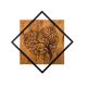 Stenska dekoracija 54x54 cm drevo les/kovina