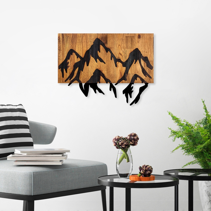 Stenska dekoracija 58x44 cm gore les/kovina