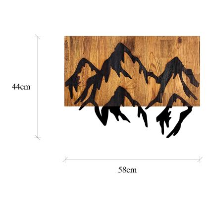 Stenska dekoracija 58x44 cm gore les/kovina