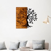 Stenska dekoracija 58x58 cm drevo les/kovina