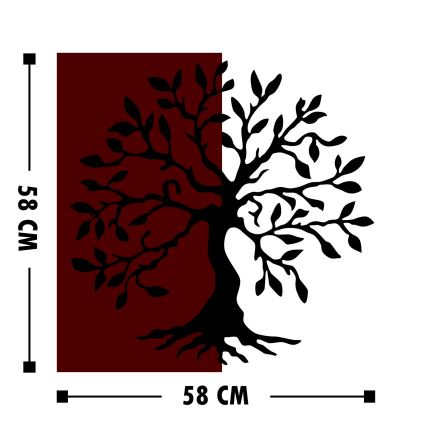 Stenska dekoracija 58x58 cm drevo les/kovina