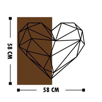 Stenska dekoracija 58x58 cm srce les/kovina