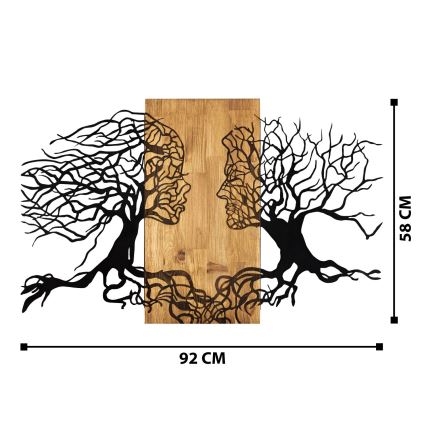 Stenska dekoracija 58x92 cm tree of life les/kovina