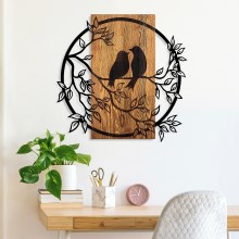 Stenska dekoracija 59x57 cm ptice les/kovina