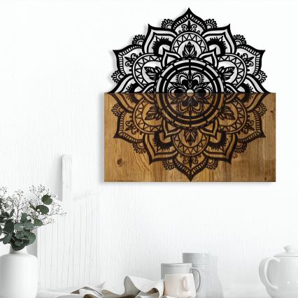 Stenska dekoracija 59x58 cm mandala les/kovina