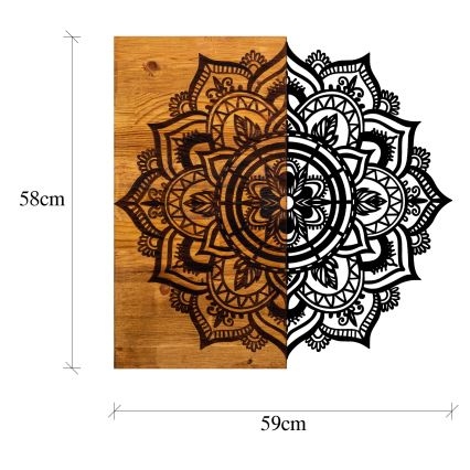 Stenska dekoracija 59x58 cm mandala les/kovina