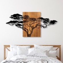 Stenska dekoracija 70x144 cm drevo les/kovina