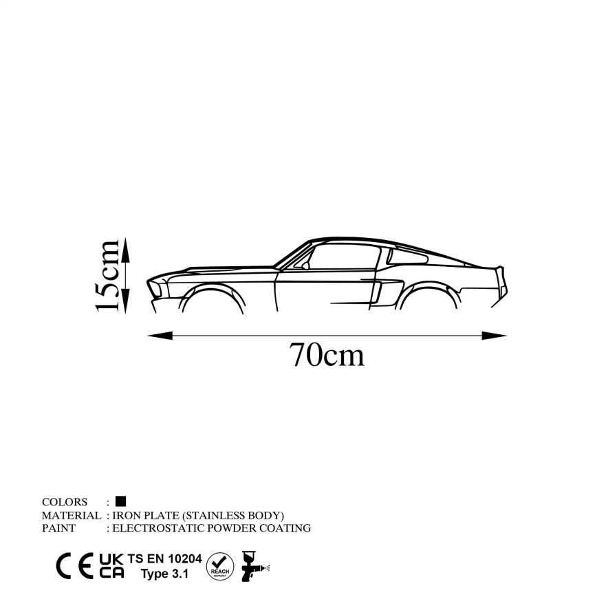 Stenska dekoracija 70x15 cm car kovina