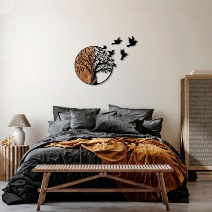Stenska dekoracija 71x92 cm drevo les/kovina