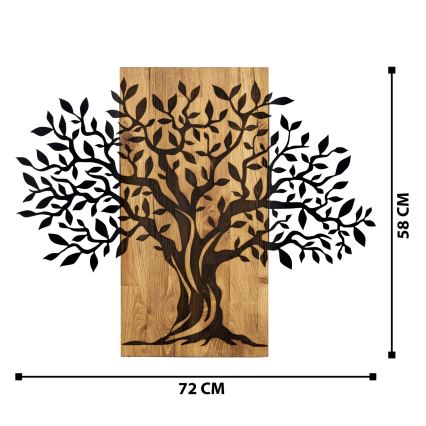 Stenska dekoracija 72x58 cm drevo les/kovina