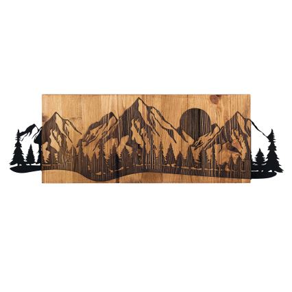 Stenska dekoracija 75,5x24,5 cm gore les/kovina