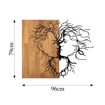 Stenska dekoracija 96x79 cm love les/kovina