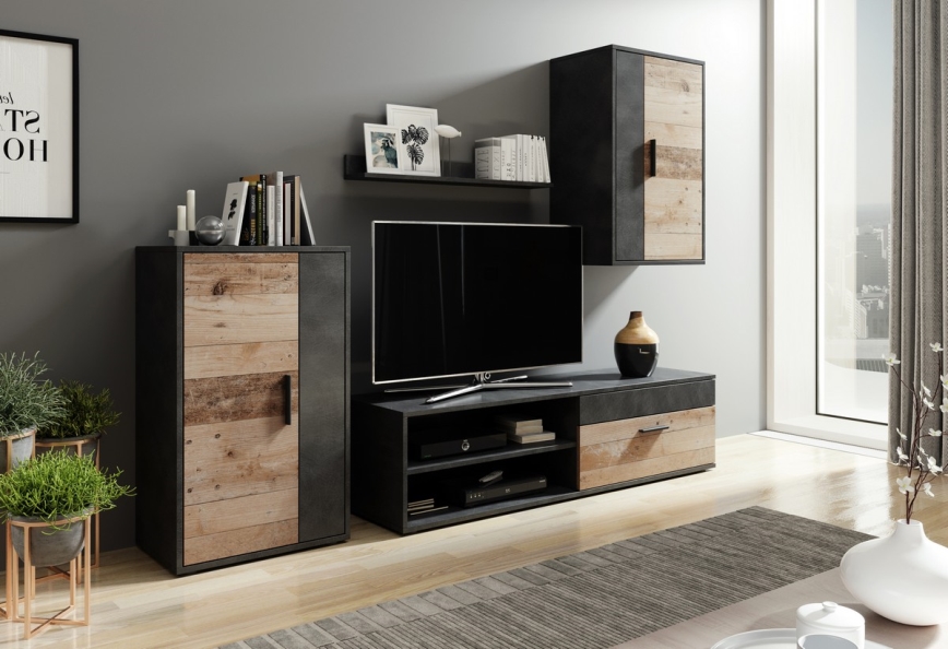 Stenska enota BRICK rjava/črna