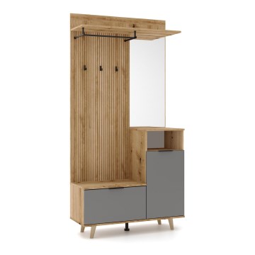 Stenska enota za predsobo s ogledalom SVEN, rjava/grafit