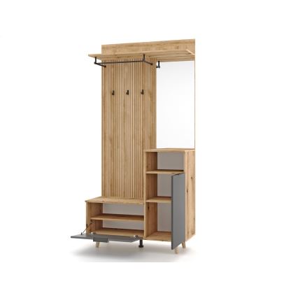 Stenska enota za predsobo s ogledalom SVEN, rjava/grafit