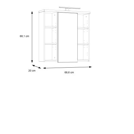 Stenska kopalniška omarica z ogledalom VENOM antracit/rjava