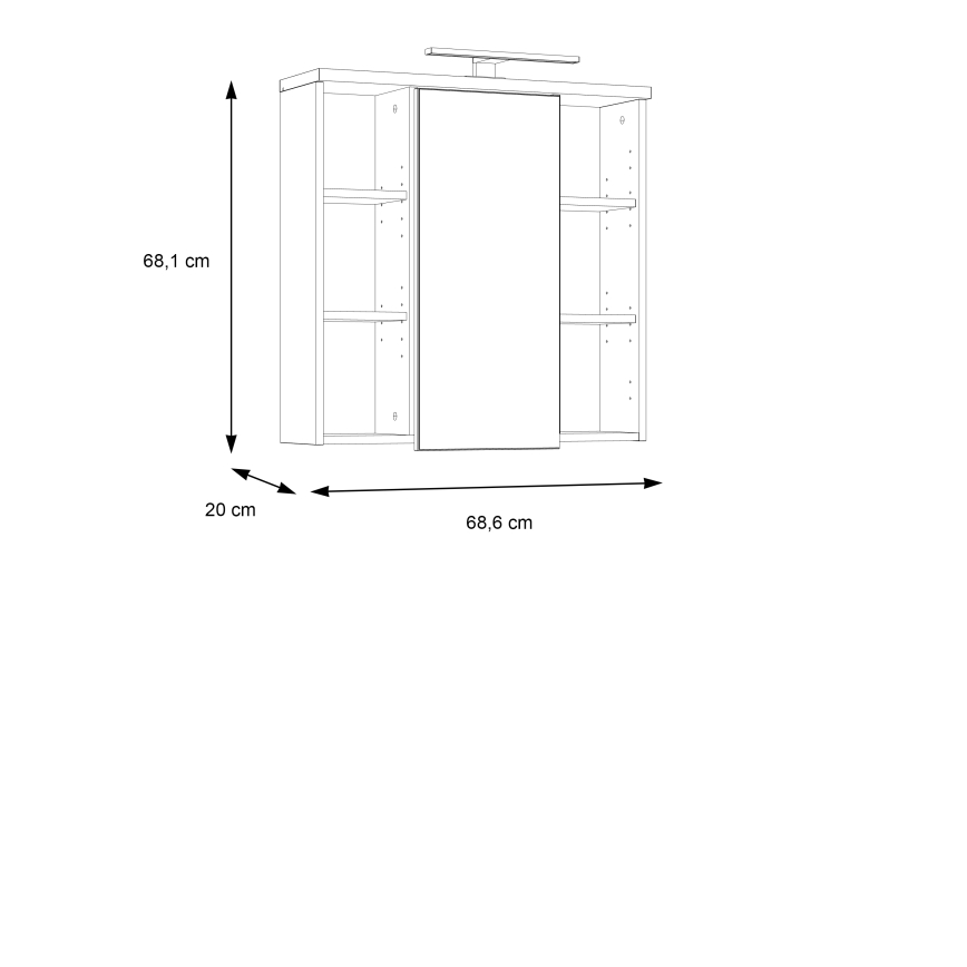 Stenska kopalniška omarica z ogledalom VENOM antracit/rjava