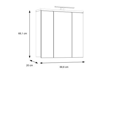 Stenska kopalniška omarica z ogledalom VENOM antracit/rjava