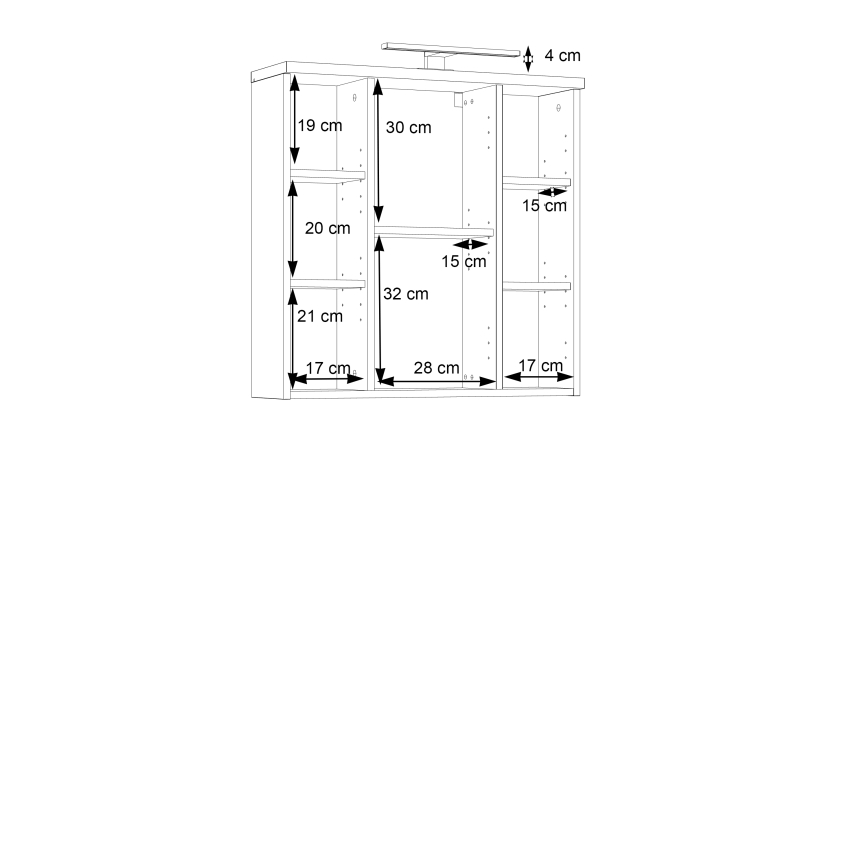 Stenska kopalniška omarica z ogledalom VENOM antracit/rjava