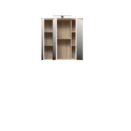 Stenska kopalniška omarica z ogledalom VENOM bela/hrast sonoma