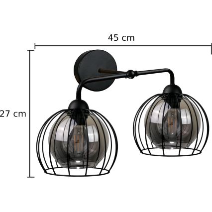 Stenska luč SOLO BLACK 2xE27/60W/230V črna/zlata