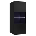 Stenska omarica z LED osvetlitvijo PAVO 117x45 cm črna sijajna