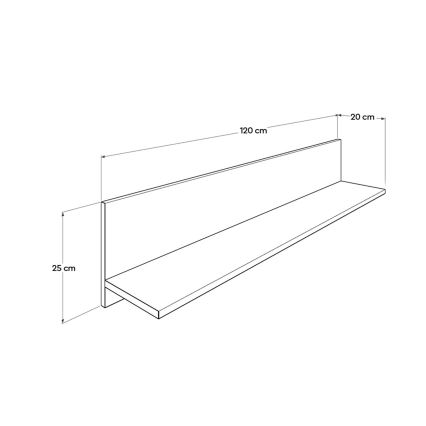Stenska polica 25x120 cm rjava