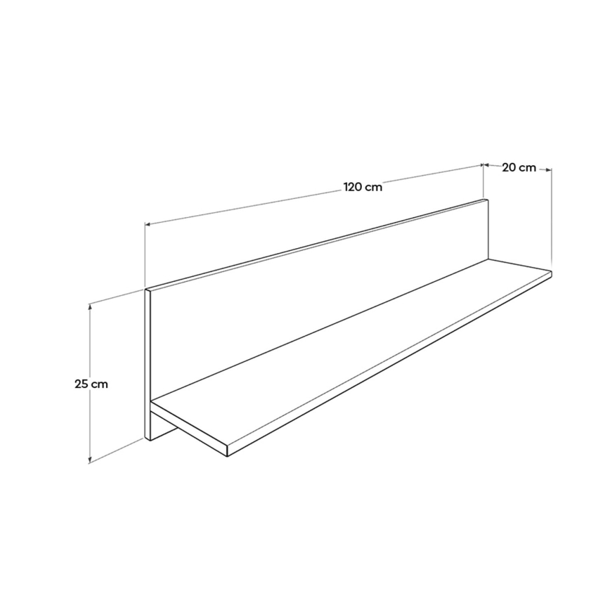 Stenska polica 25x120 cm rjava