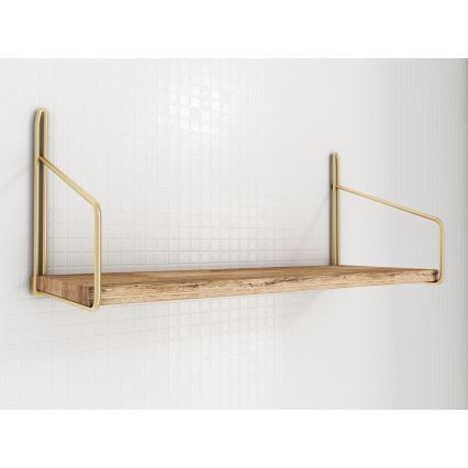 Stenska polica 45x16 cm hrast/zlata