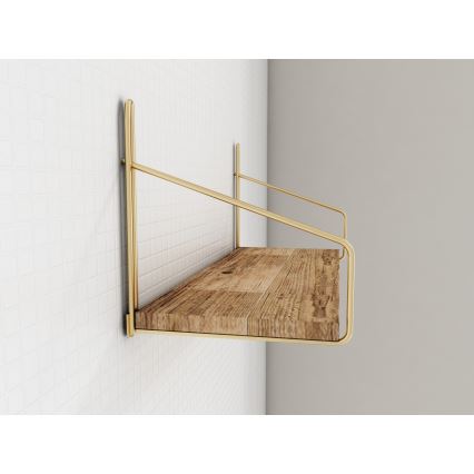 Stenska polica 45x16 cm hrast/zlata