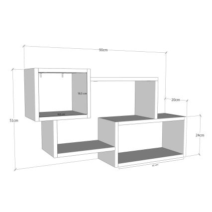 Stenska polica AYDER 51x90 cm antracit/bela