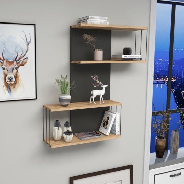 Stenska polica DESTAN 65x96x19 cm, antracit/rjava