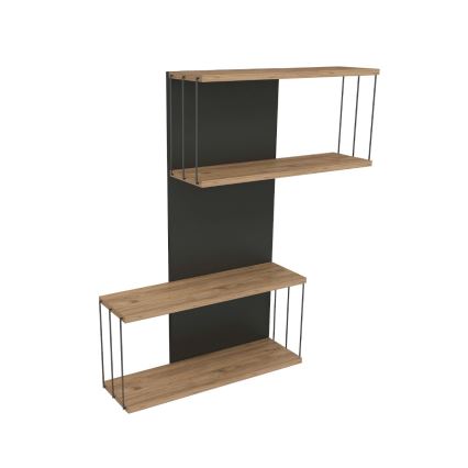Stenska polica DESTAN 65x96x19 cm, antracit/rjava