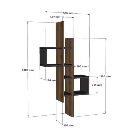 Stenska polica EMSE 108x53,8 cm rjava/antracit