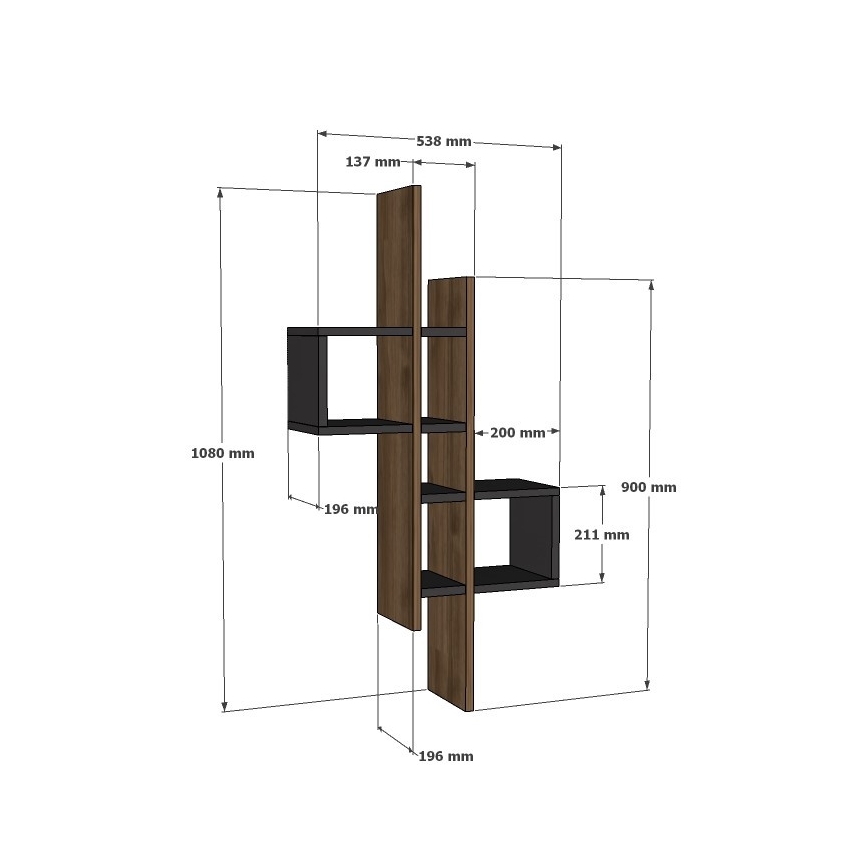 Stenska polica EMSE 108x53,8 cm rjava/antracit
