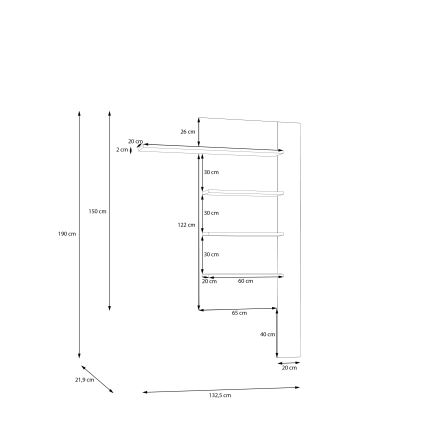 Stenska polica INAR hrast/bežna