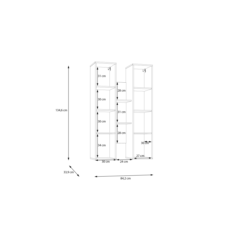 Stenska polica INAR hrast/rjava