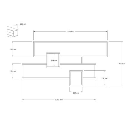 Stenska polica KAREN 120x72,2 cm antracit/rjava
