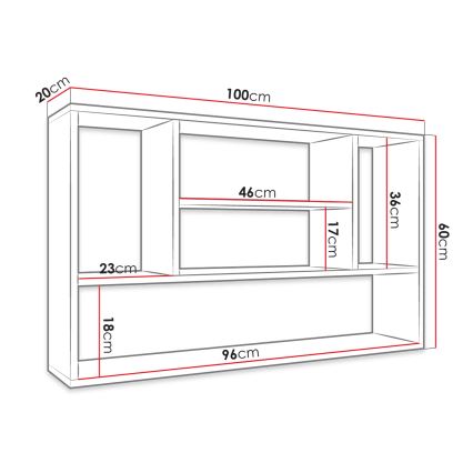 Stenska polica PAPIKO 100x60x20 cm bela