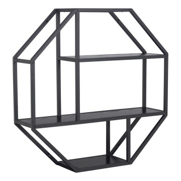 Stenska polica SARON 77x77 cm, črna