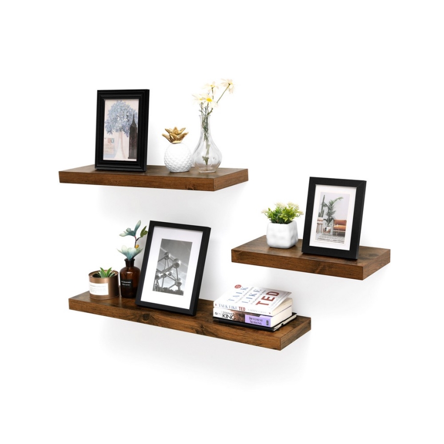Stenska polica SHELFY, rjave barve