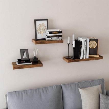Stenska polica SHELFY, rjave barve