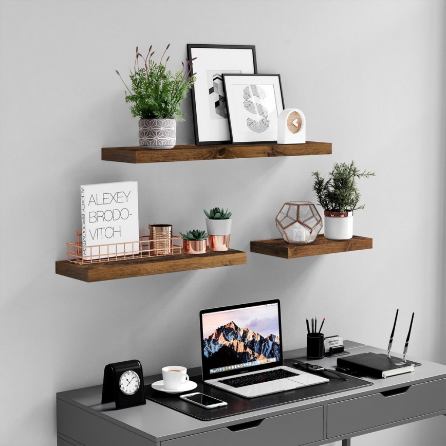Stenska polica SHELFY, rjave barve