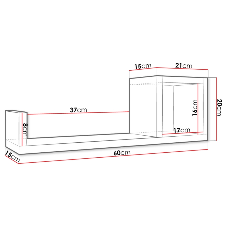 Stenska polica SILETO 20x60 cm hrast sonoma