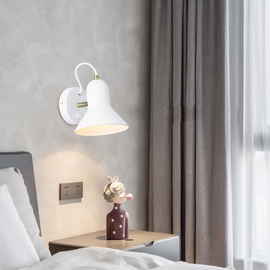 Stenska reflektorska svetilka ASTAMA 1xE27/40W/230V bela/mesing